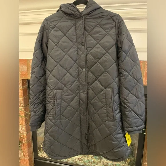 Weatherproof Hooded Diamond Quilted Black Coat XL - Picture 2 of 7
